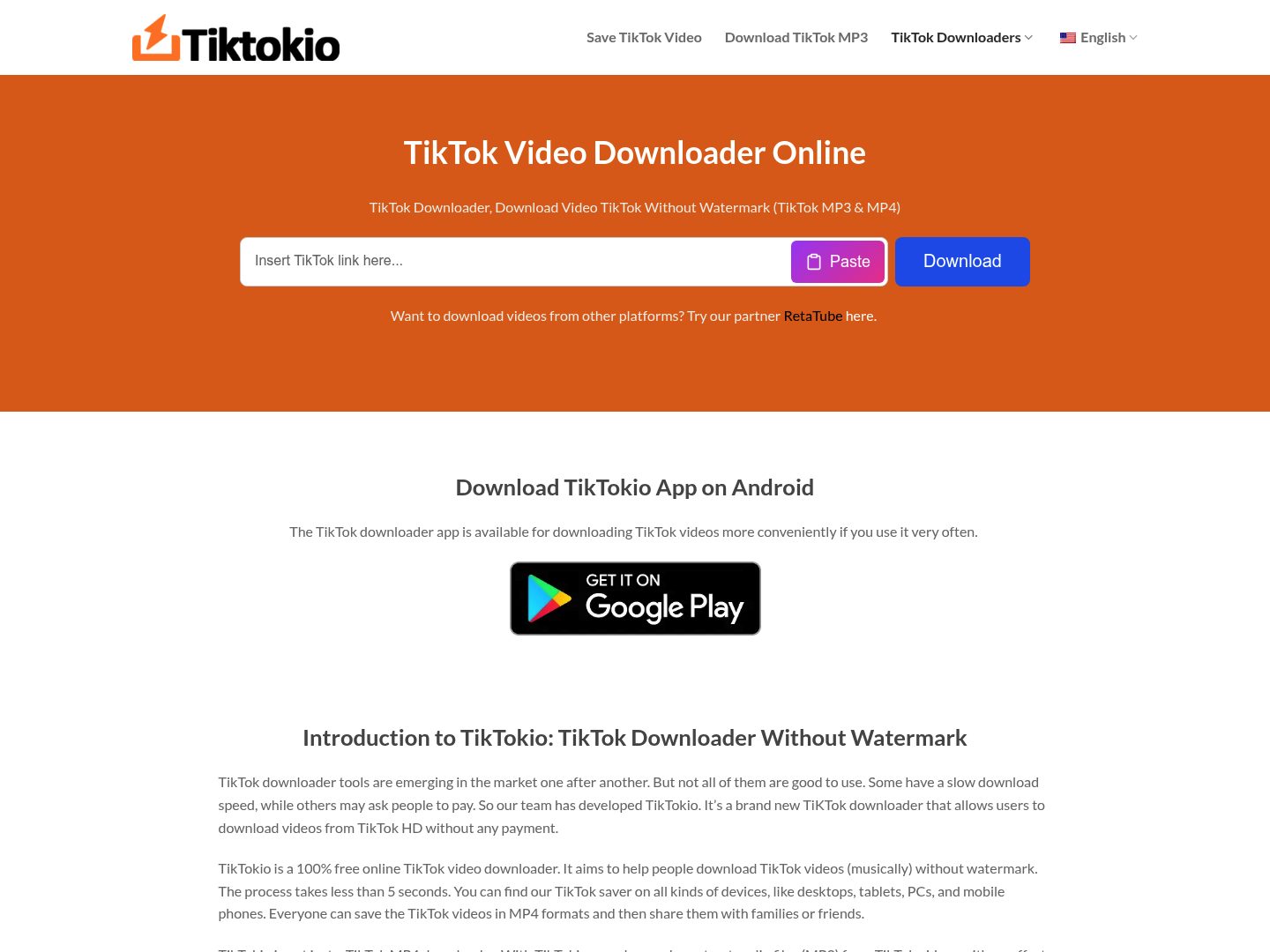 tiktokio homepage