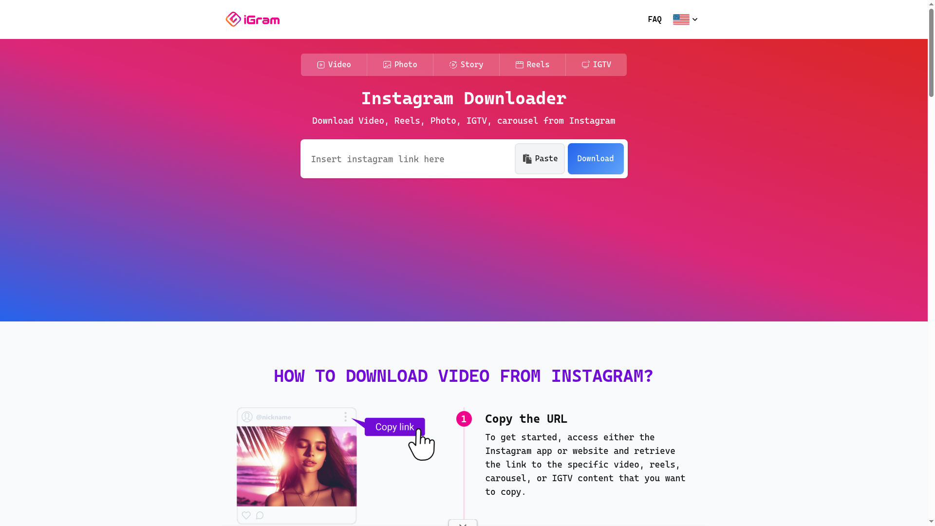 igram instagram album downloader homepage