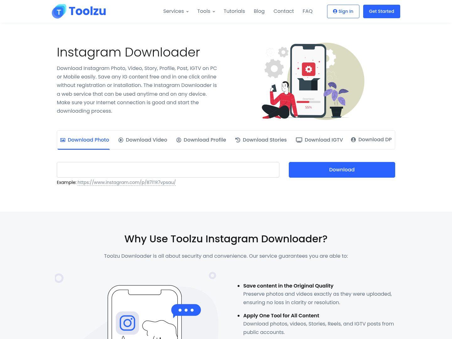 toolzu instagram album downloader homepage