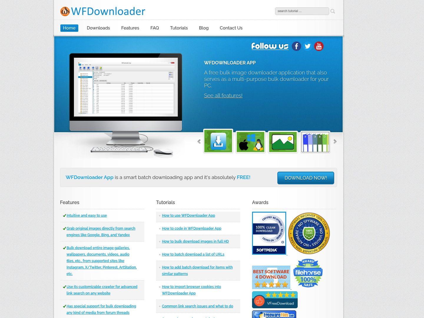 wfdownloader bulk downloader homepage
