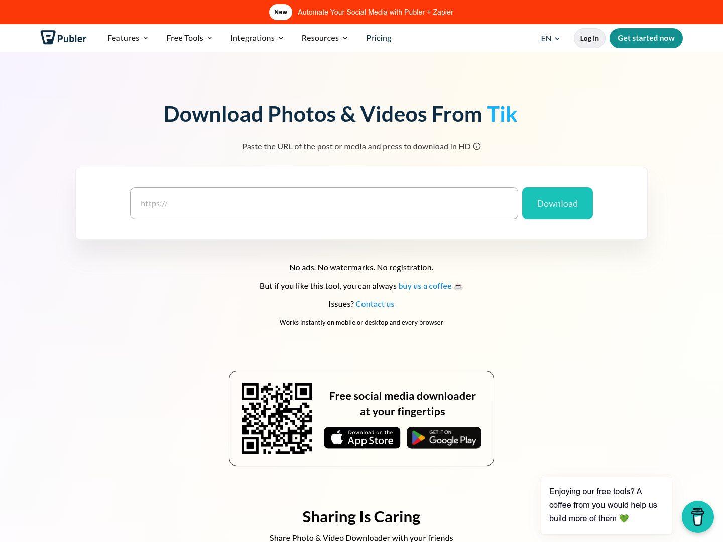 publer instagram downloader tool homepage
