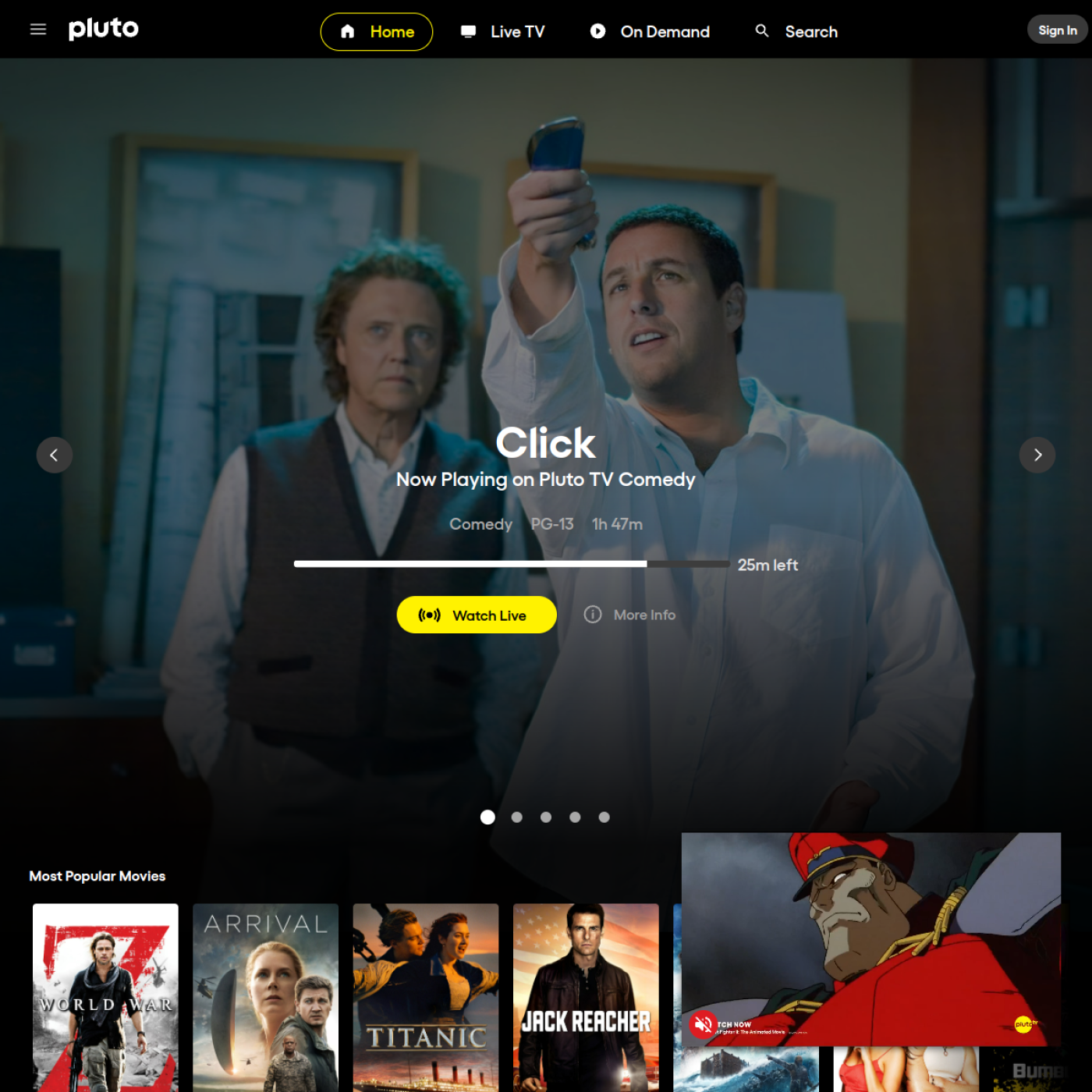 pluto-tv homepage