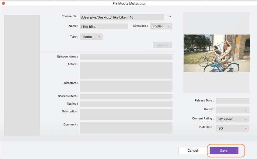 Video Metadaten mit imedia converter deluxe mac hinzufügen