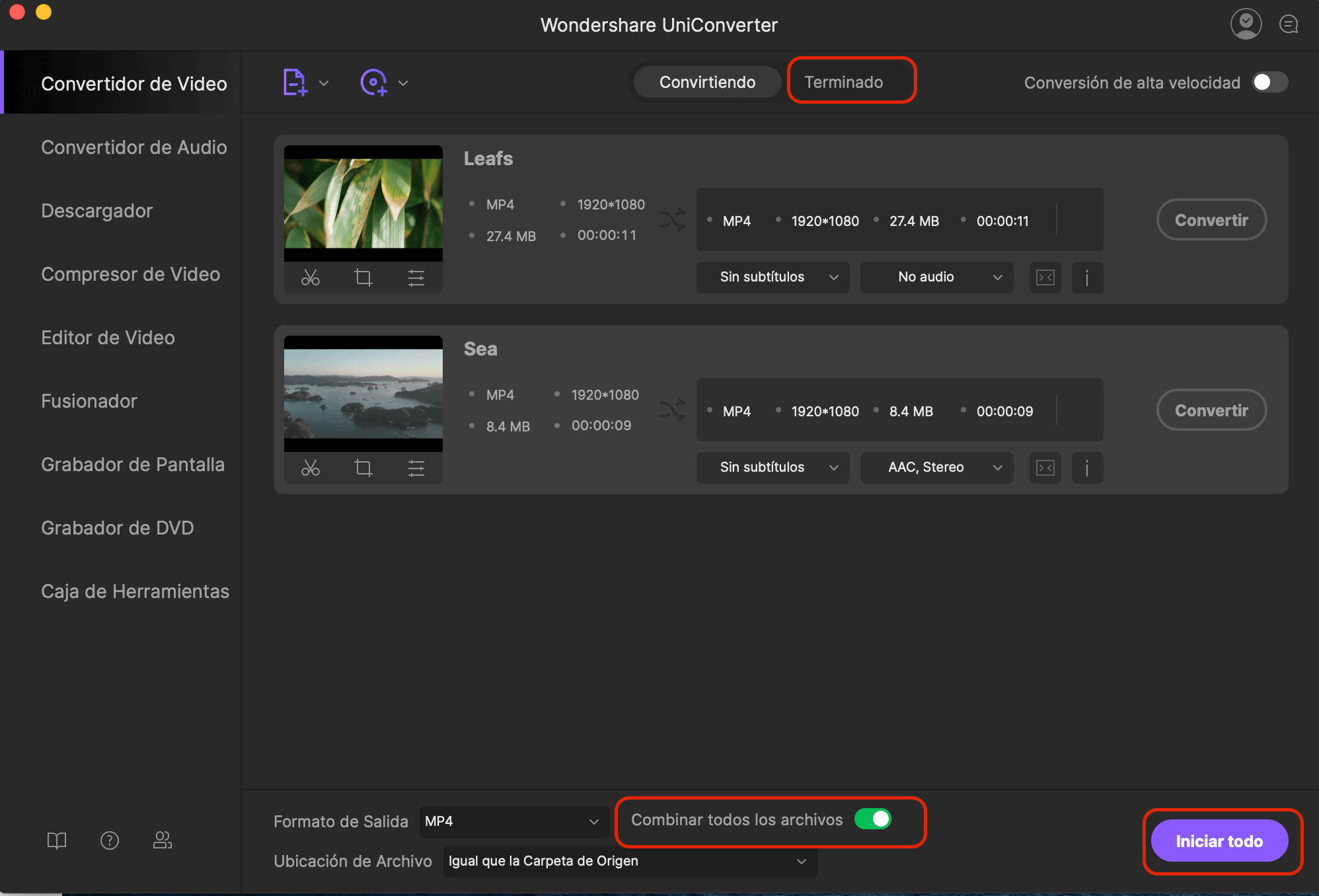 como combinar videos usando imedia converter deluxe mac