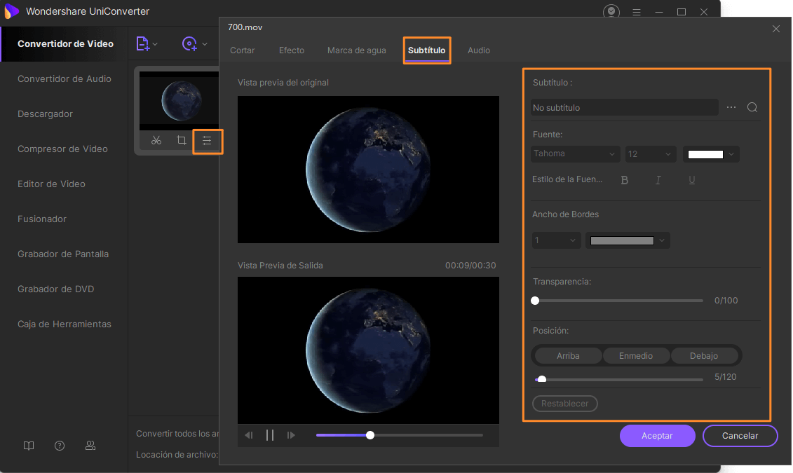 añadir subtitulos a video con iskysoft imedia converter deluxe windows