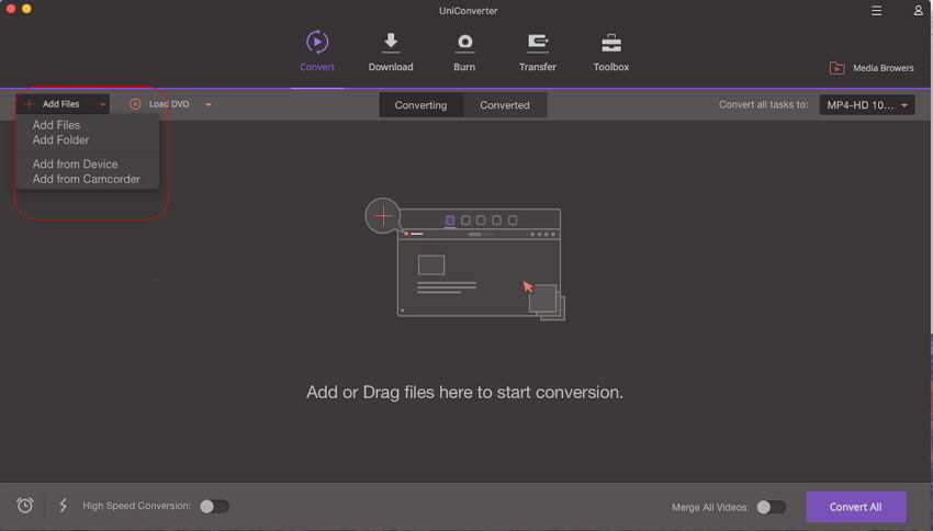 iskysoft Video Converter Ultimate per Mac iniziare