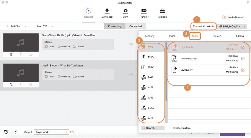 convert audio files using imedia converter deluxe mac