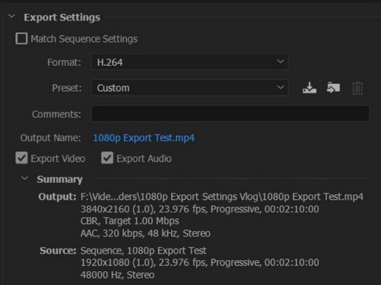 adobe premiere pro export que