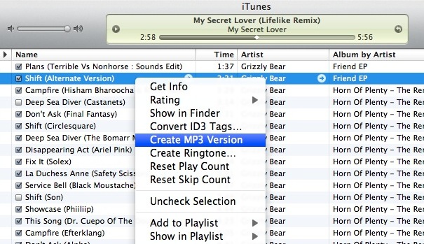 itunes how to convert downloaded song to an mp3