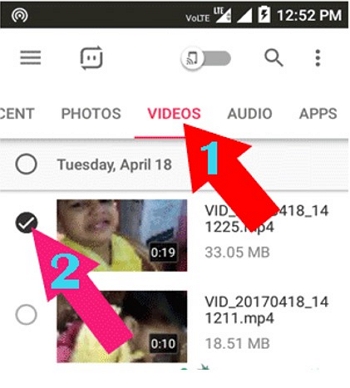 send video from android to iphone